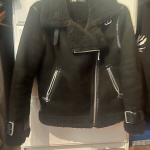 Black Shearling Leather Jacket